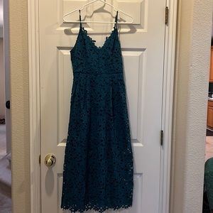 ASTR teal lace midi dress